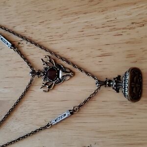 * Lucky Brand Two Strand Deer Head with Red Stone Necklace